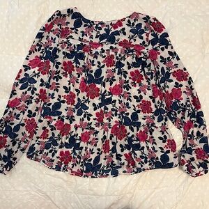 Loft Size Medium Floral Peplum Long Sleeved Blouse